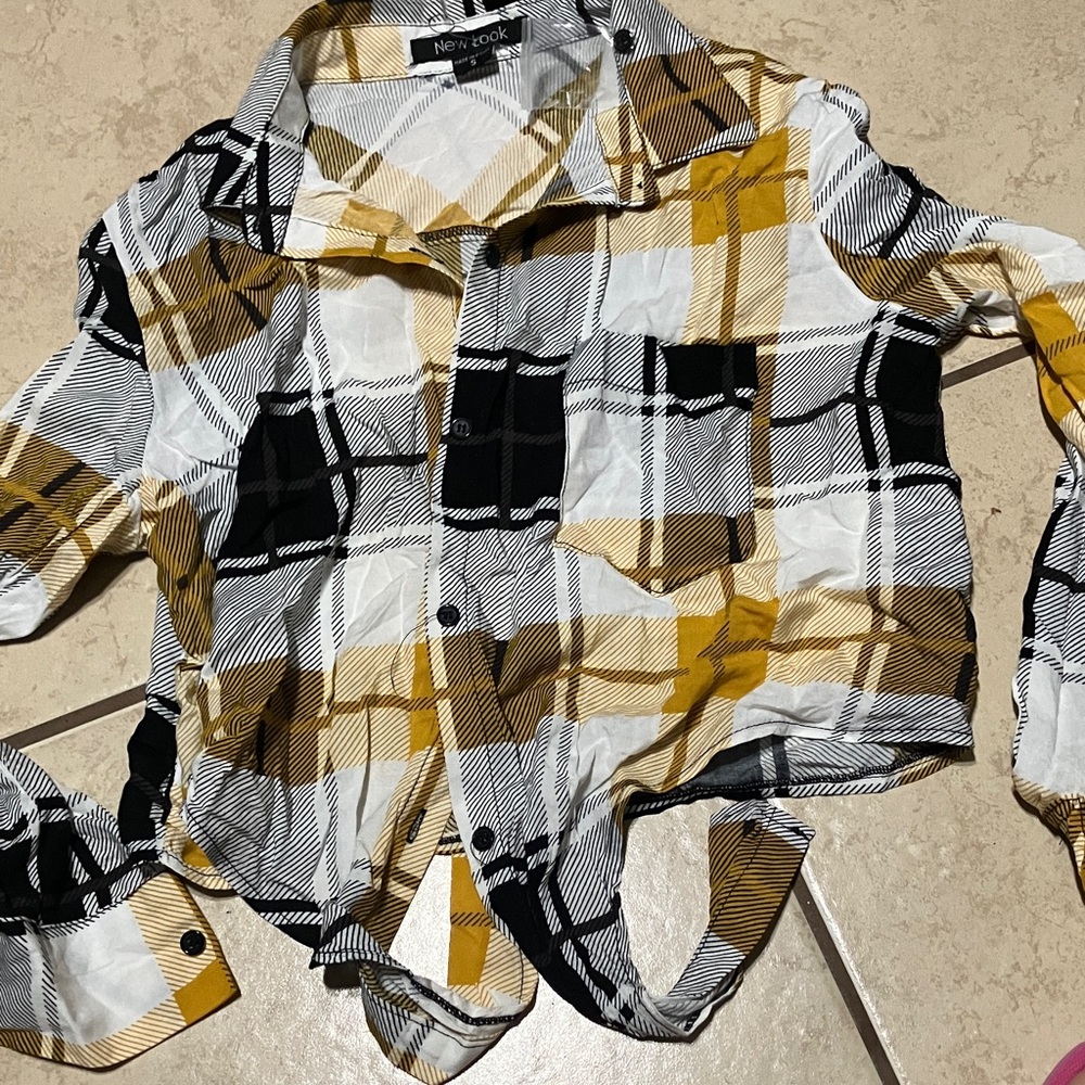 New Look Kids Checkered Shirt - Mustard, Black, White